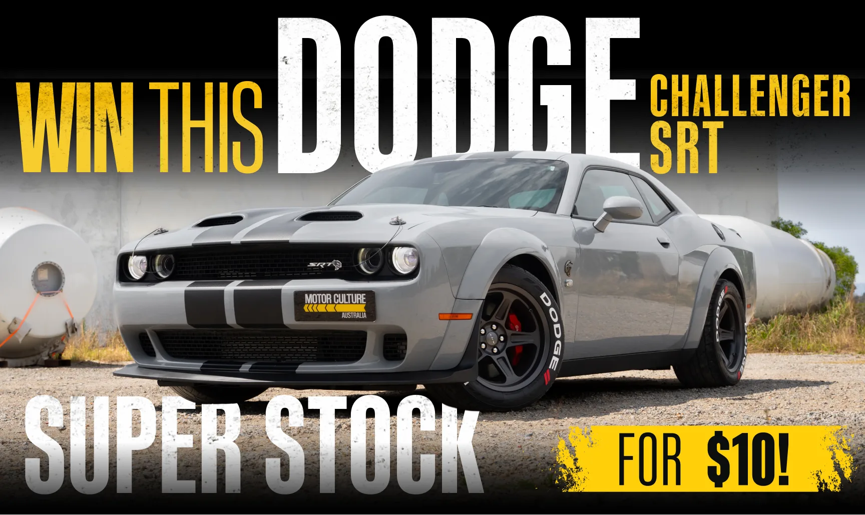 Win this Dodge Challenger SRT Super Stock for $10 with Motor Culture Australia